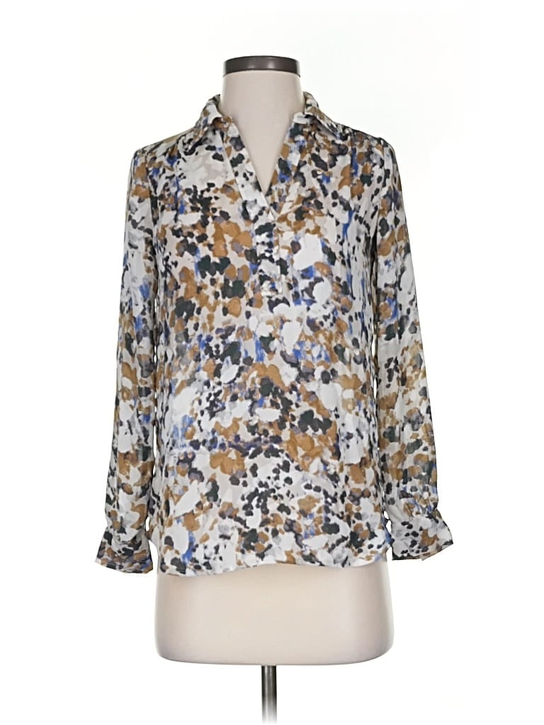 Pre-owned Ann Taylor Loft Outlet 3/4 Sleeve Blouse In Silver