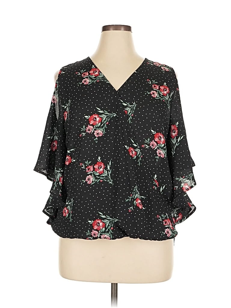 Pre-owned Charming Charlie 3/4 Sleeve Blouse In Black