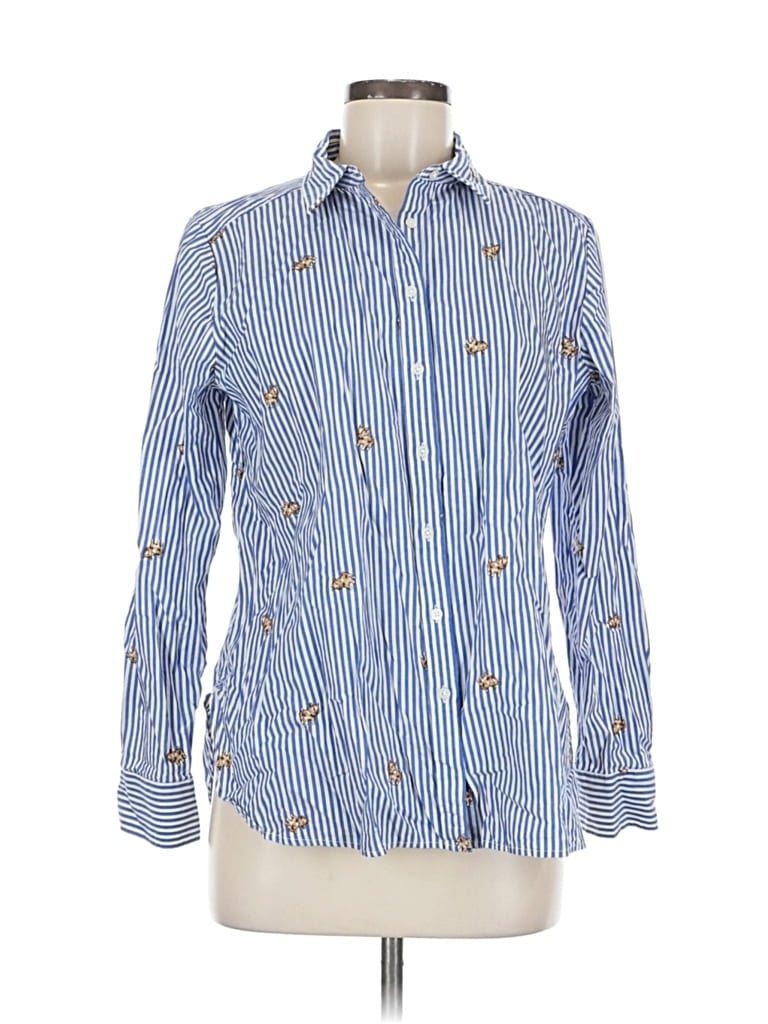 Pre-owned Ann Taylor Loft Long Sleeve Button Down Shirt In Blue