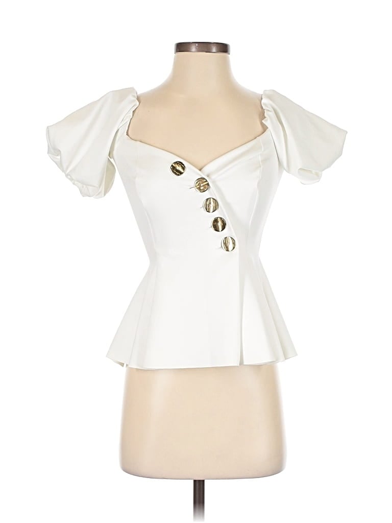 Pre-owned Asos Design Short Sleeve Blouse In White