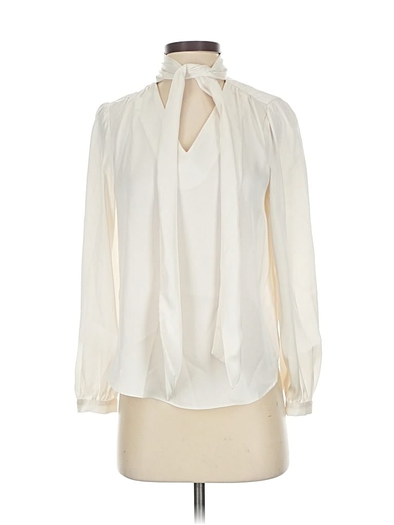 Pre-owned Ann Taylor Long Sleeve Blouse In White