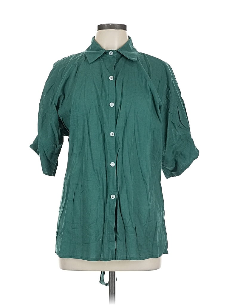Pre-owned Unbranded 3/4 Sleeve Blouse In Green