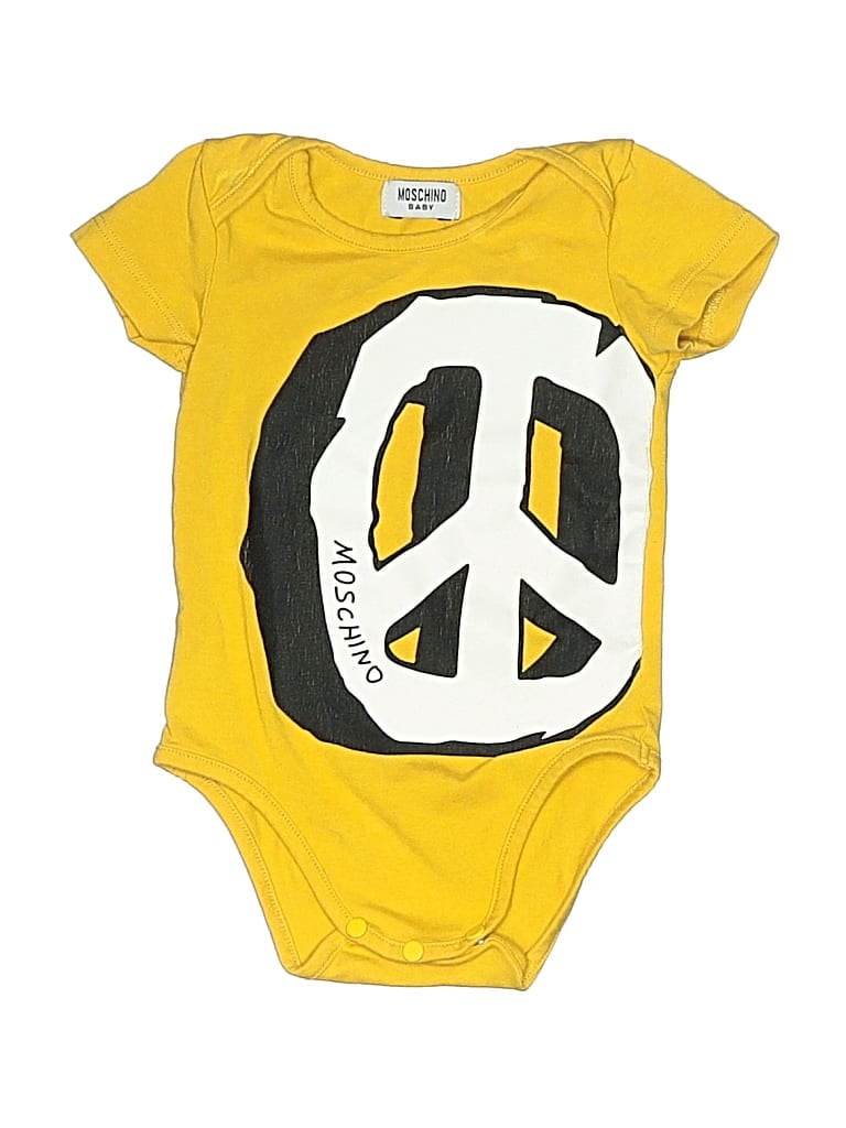 Pre-owned Moschino Babies' Short Sleeve Onesie In Yellow