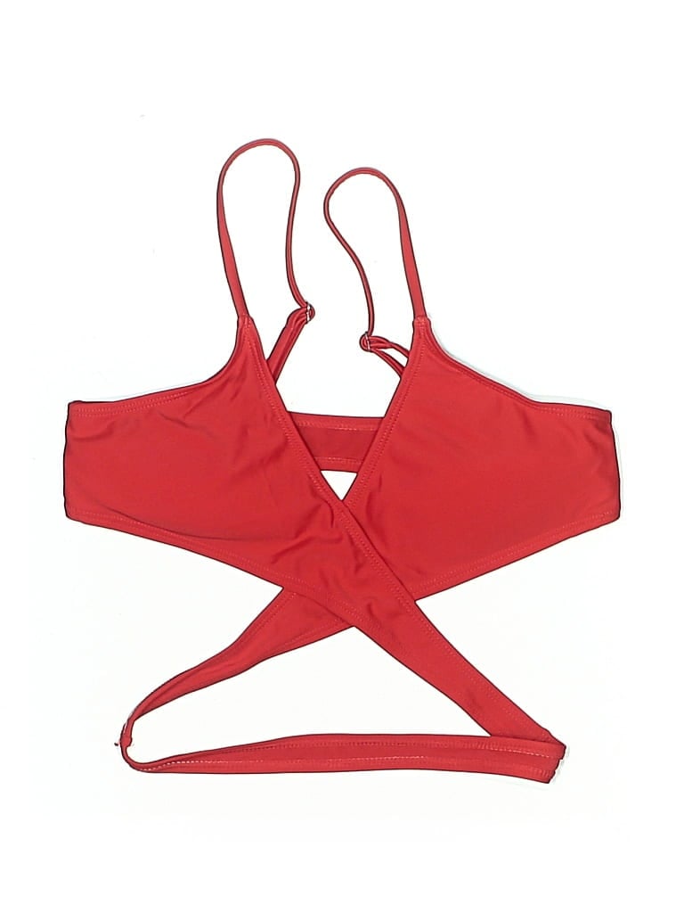 Pre-owned Assorted Brands Swimsuit Top Red Solid Pattern Swimwear