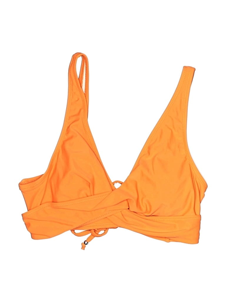 Pre-owned Unbranded Swimsuit Top Orange Solid Pattern Swimwear