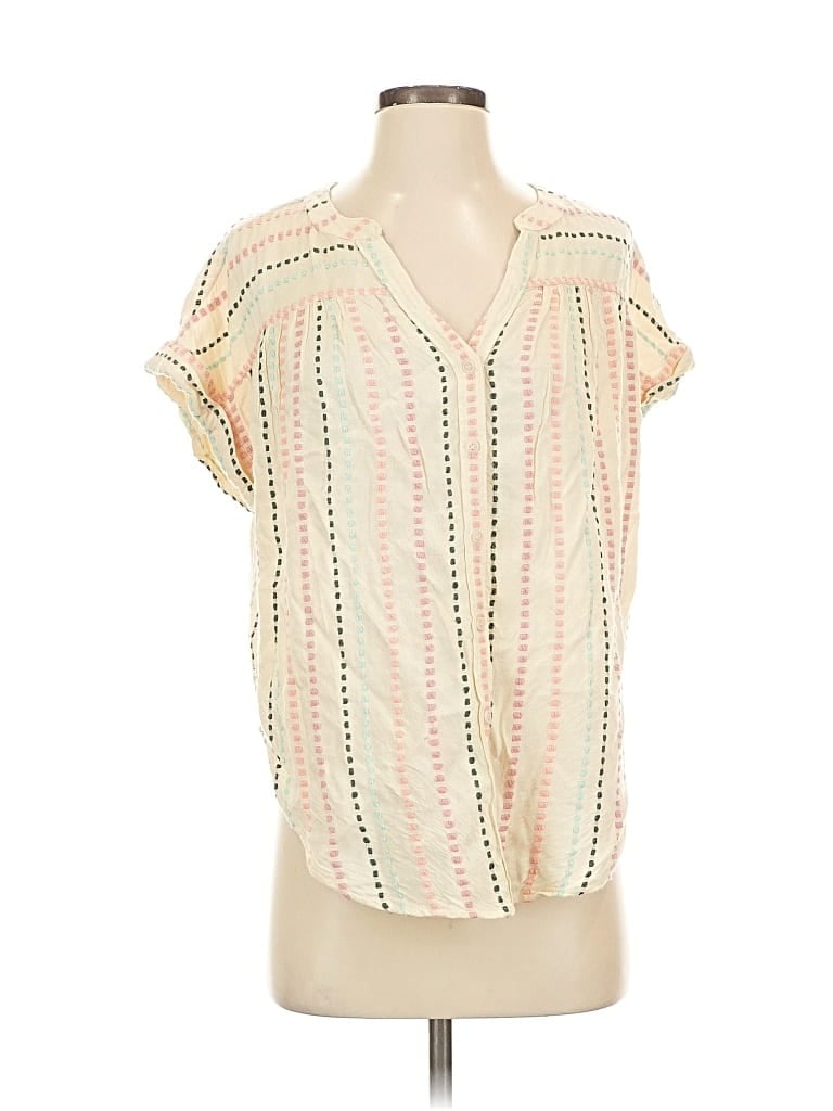 Pre-owned Lou & Grey For Loft Short Sleeve Blouse In White