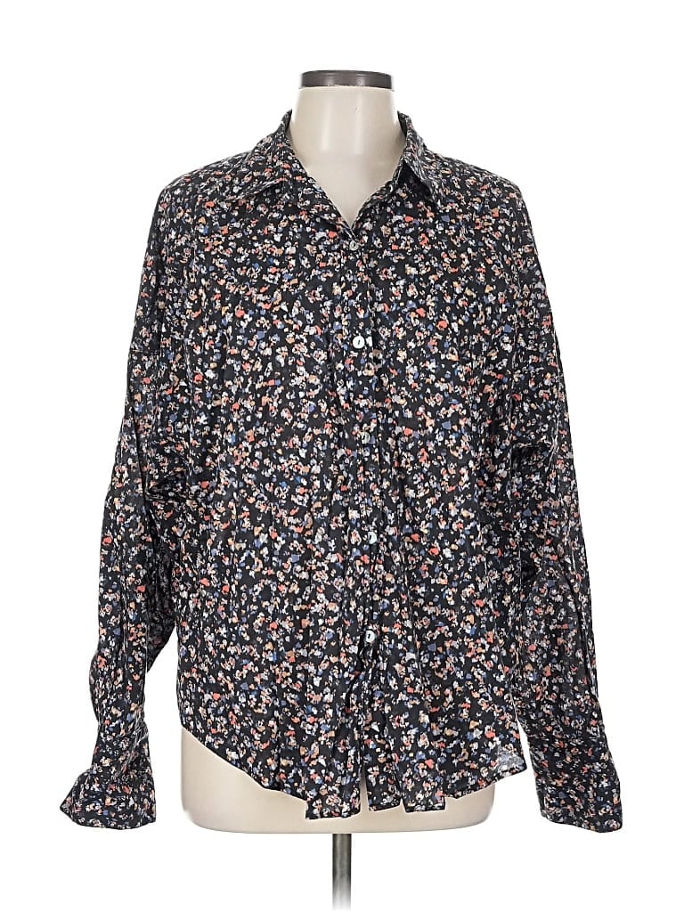 Pre-owned Calme Long Sleeve Blouse In Black