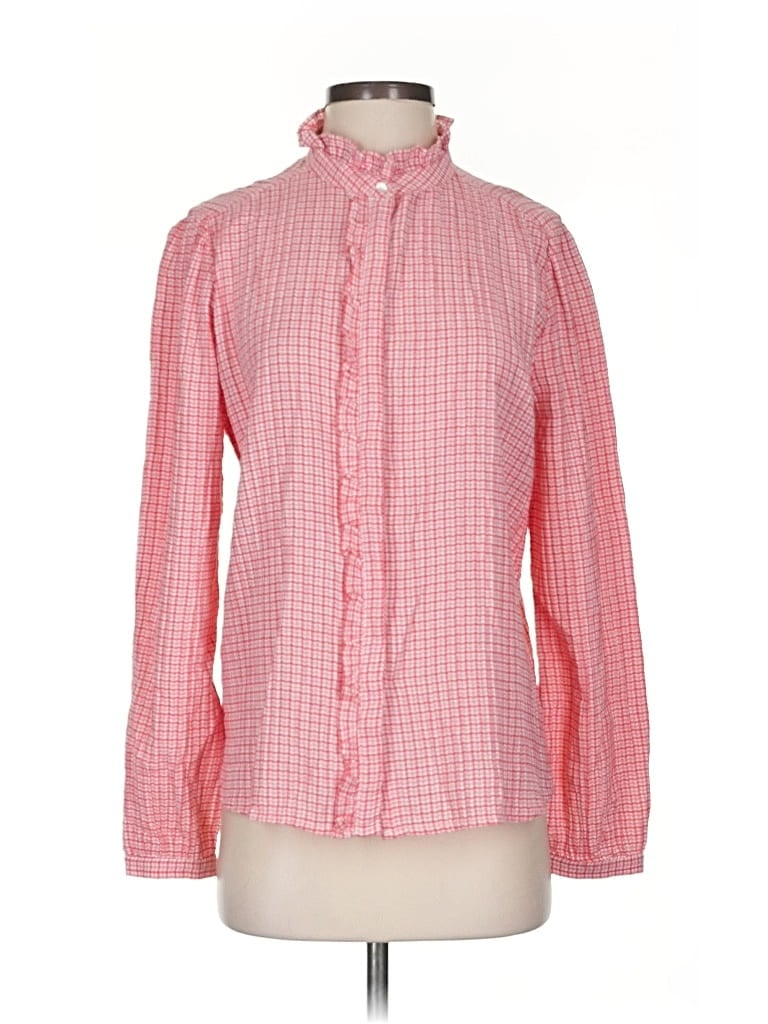 Pre-owned Ann Taylor Loft Long Sleeve Button Down Shirt In Pink