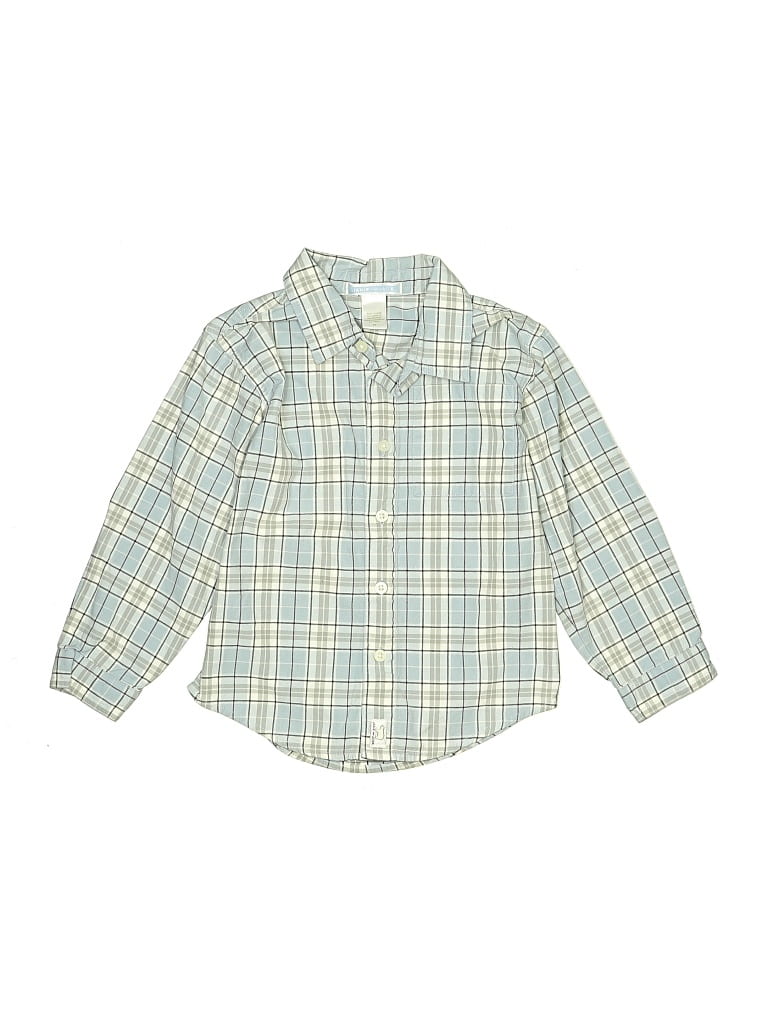Pre-owned Janie And Jack Kids' Long Sleeve Button Down Shirt In Green