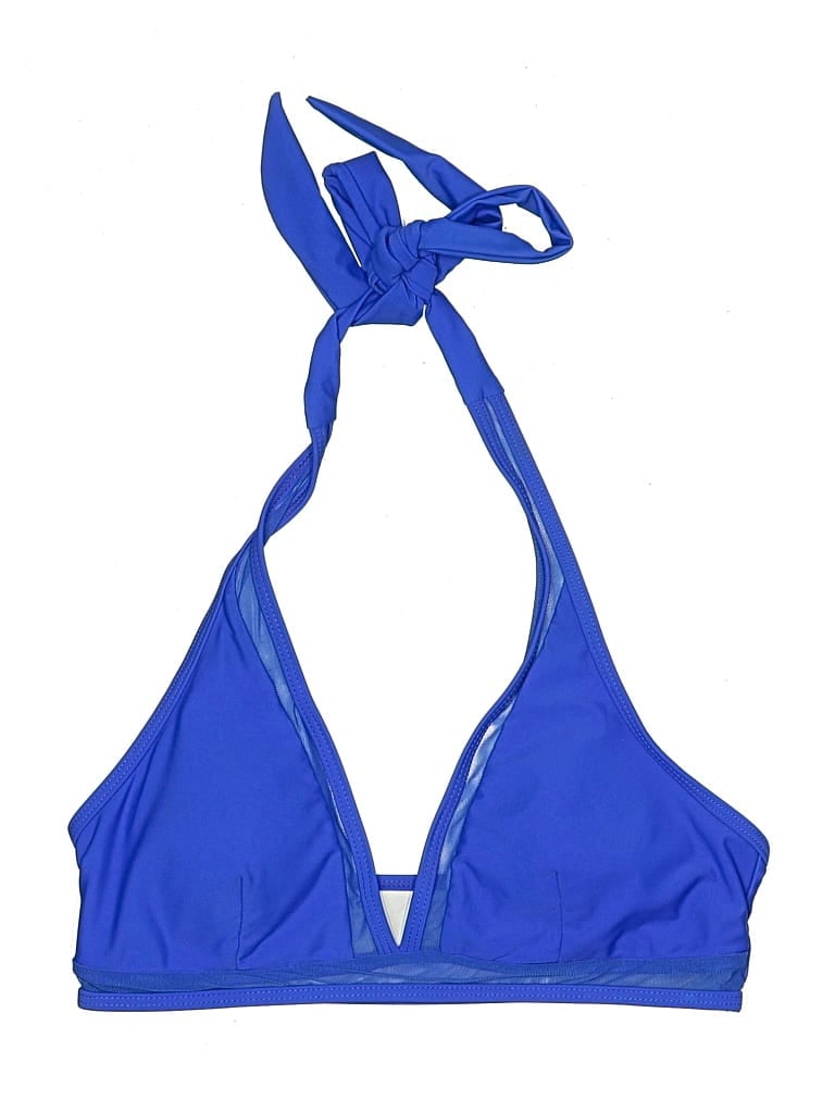 Pre-owned Unbranded Swimsuit Top Blue Solid Pattern Swimwear