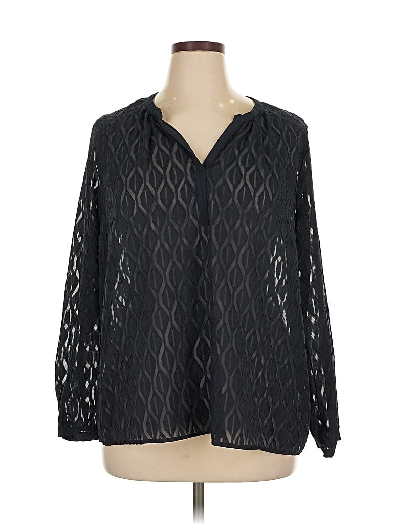 Pre-owned Grace Long Sleeve Blouse In Black