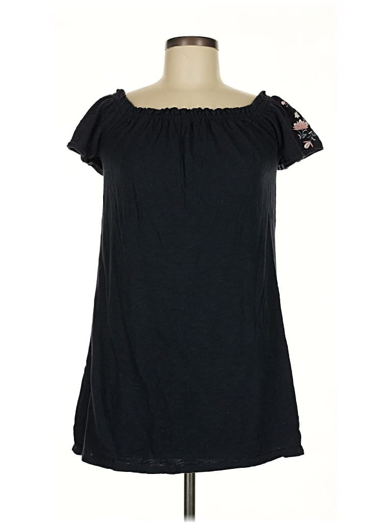 Pre-owned Abercrombie & Fitch Short Sleeve Top Black Off The Shoulder Neckline Tops