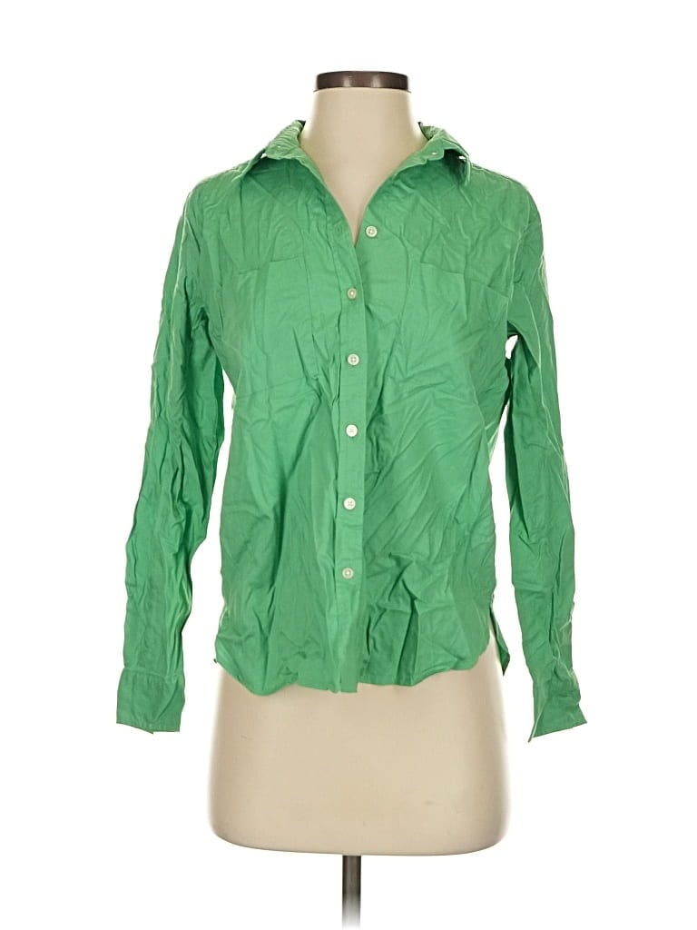 Pre-owned Ann Taylor Loft Long Sleeve Button Down Shirt In Green