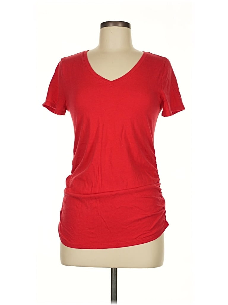 Pre-owned Isabel Short Sleeve Top Red V Neck Tops