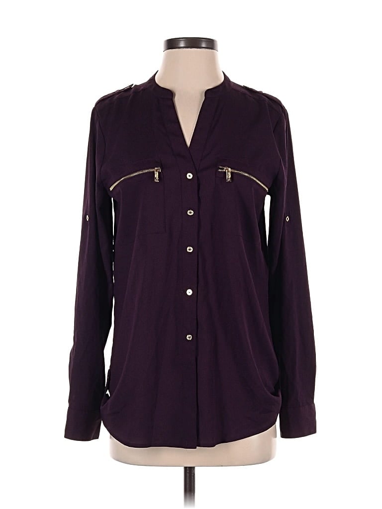 Pre-owned Calvin Klein Long Sleeve Blouse In Burgundy