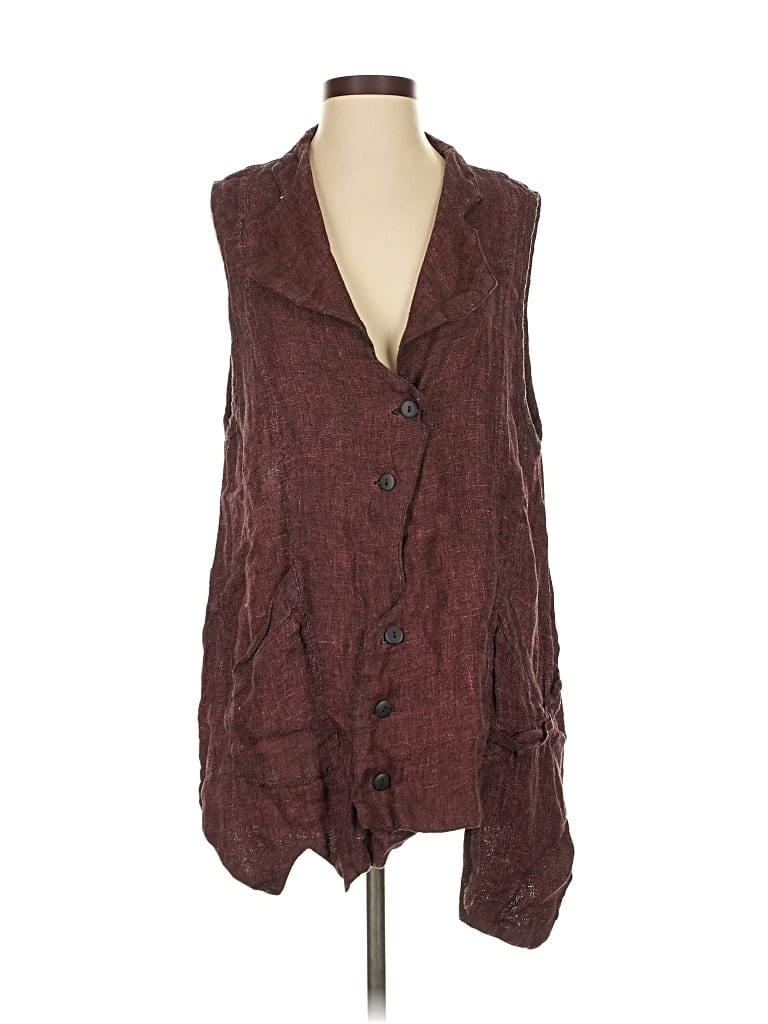 Pre-owned Cynthia Ashby Vest In Burgundy