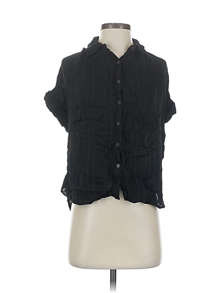 Pre-owned Lulus Short Sleeve Blouse In Black