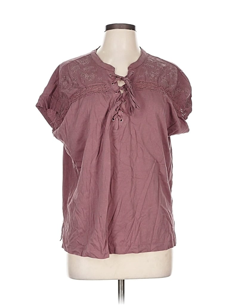Pre-owned Torrid Short Sleeve Blouse In Burgundy