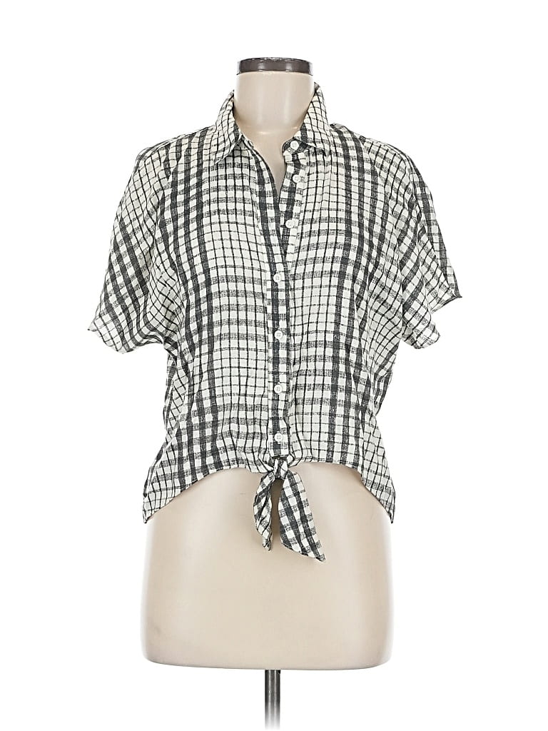 Pre-owned Nine West Short Sleeve Blouse In Gray