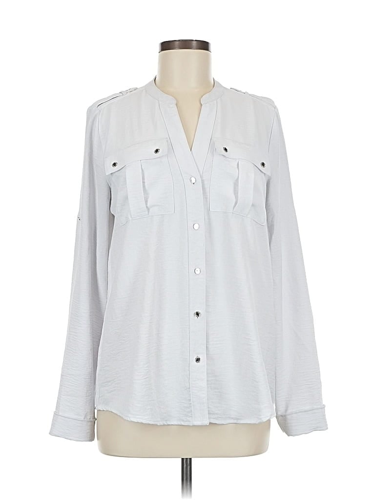 Pre-owned Calvin Klein Long Sleeve Blouse In White