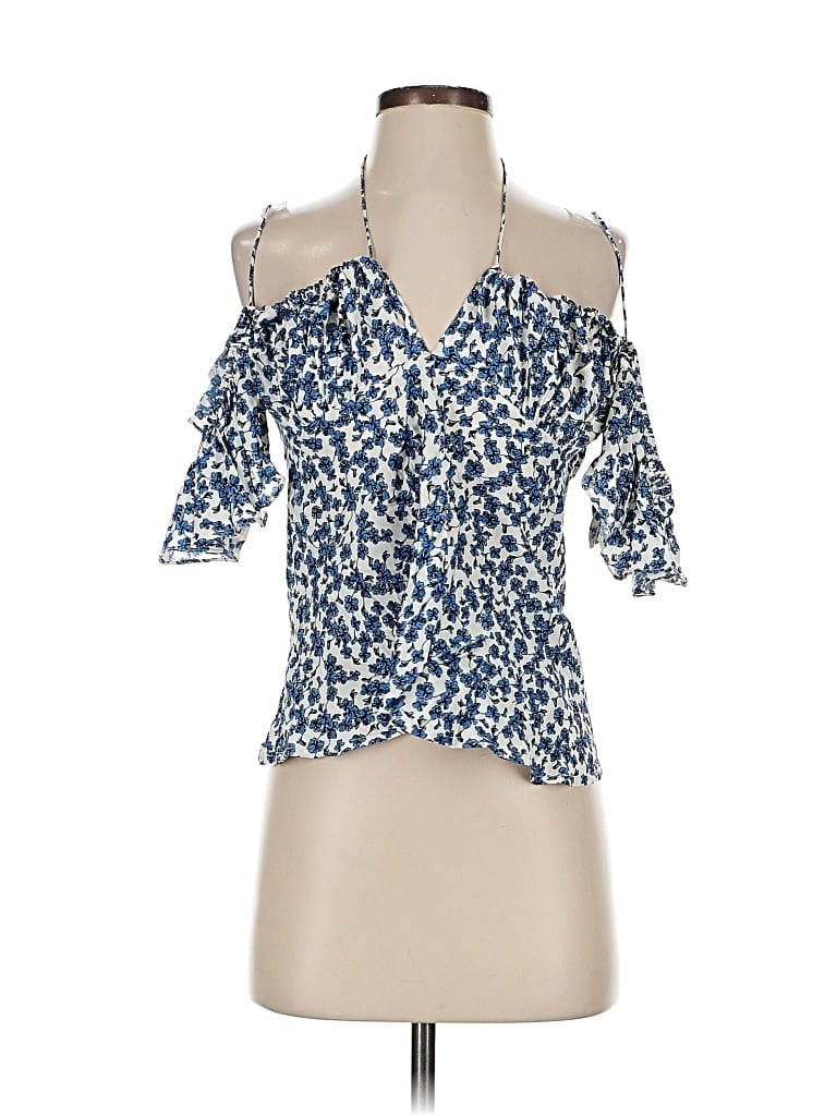 Pre-owned Faithfull The Brand 3/4 Sleeve Blouse In Blue