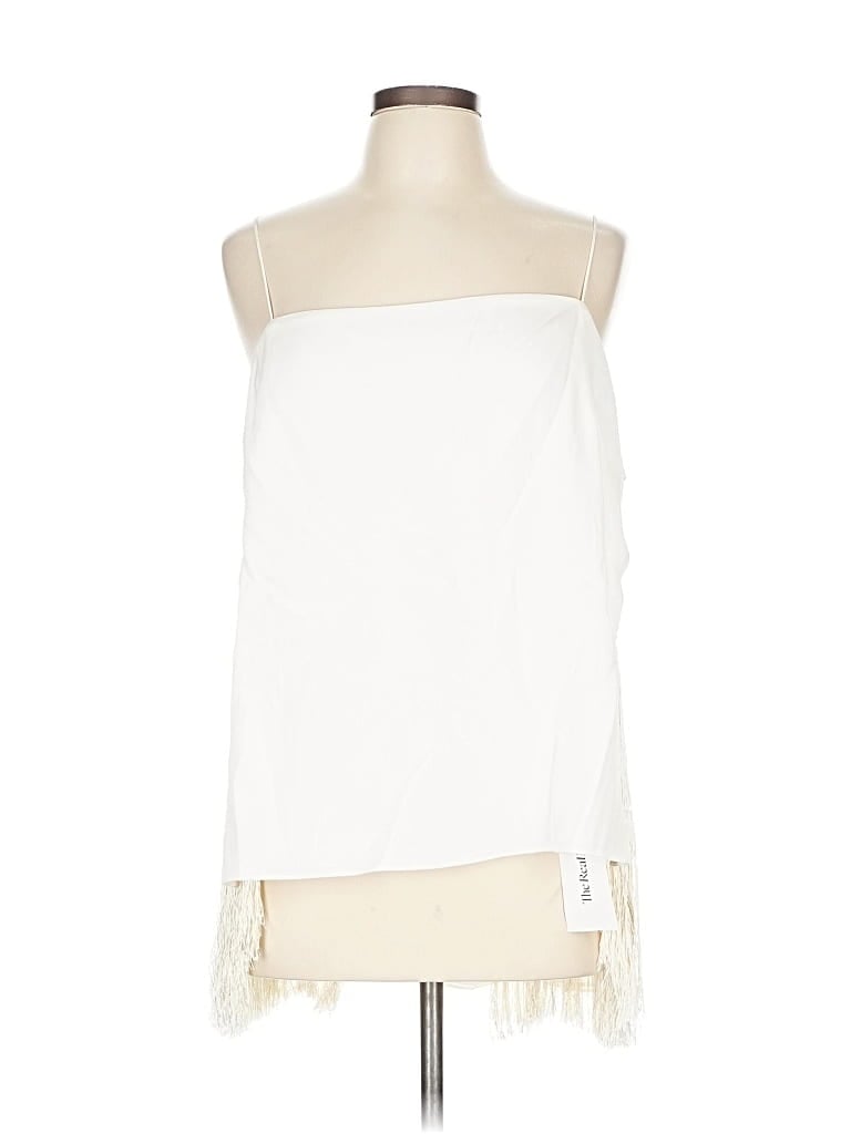 Pre-owned Adam Lippes Sleeveless Silk Top Ivory One Shoulder Neckline Tops In White