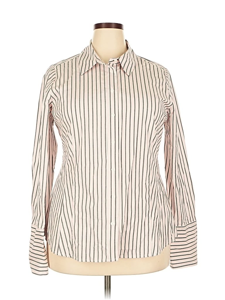 Pre-owned Lane Bryant Long Sleeve Button Down Shirt In White