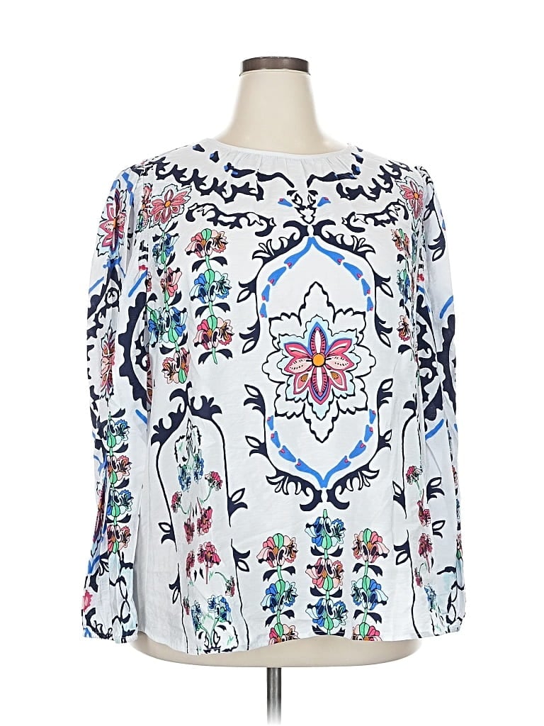 Pre-owned Lane Bryant Long Sleeve Blouse In White