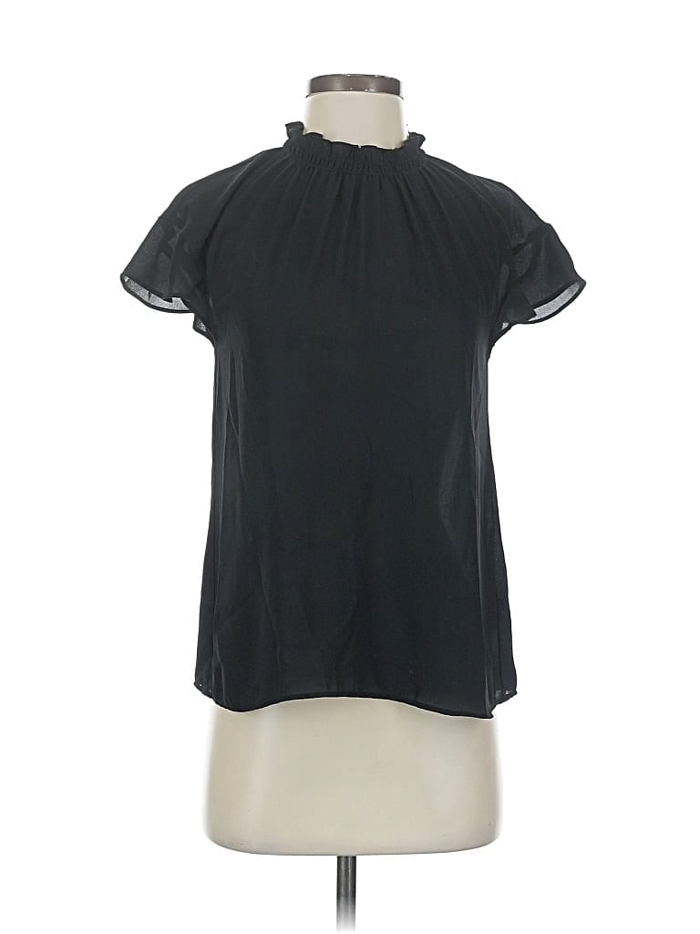Pre-owned Express Short Sleeve Blouse In Black
