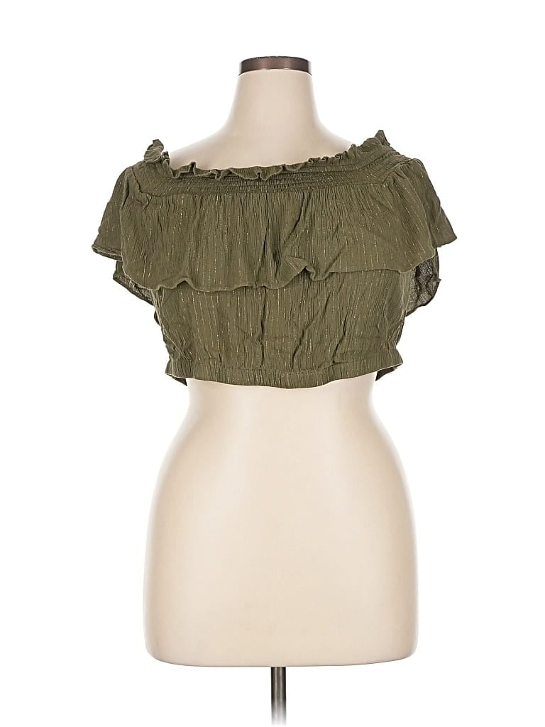 Pre-owned Express Sleeveless Blouse In Green