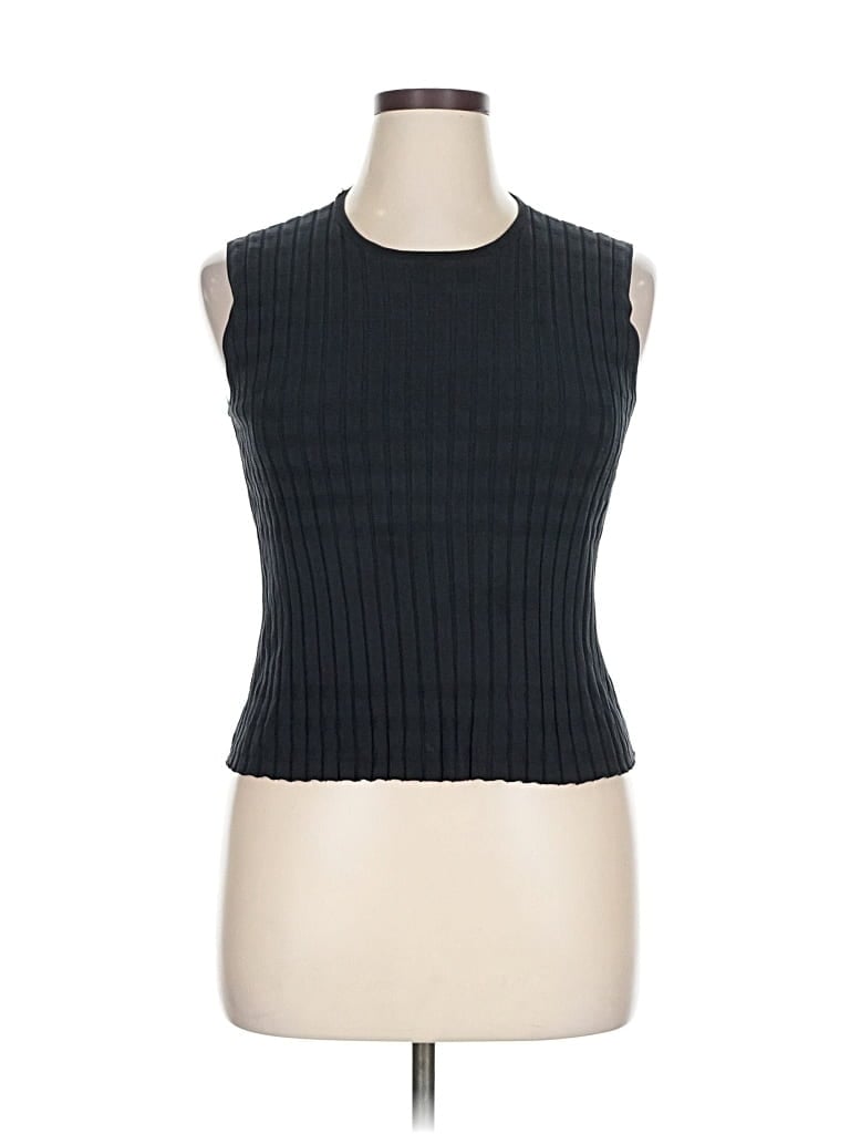 Click to view more detailed imagery on our partner's website Pre-owned Neiman Marcus Sleeveless Top Black Boatneck Tops