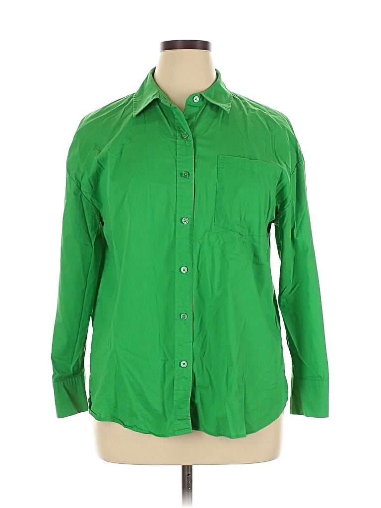 Pre-owned Marled By Reunited Long Sleeve Button Down Shirt In Green