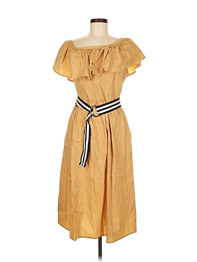 WHO WHAT WEAR Pre-owned Casual Dress In Yellow