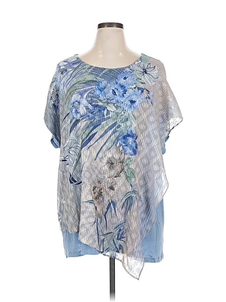 Pre-owned Catherines Short Sleeve Blouse In Blue