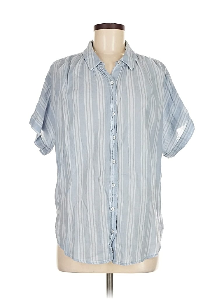 Pre-owned Aerie Short Sleeve Button Down Shirt In Blue