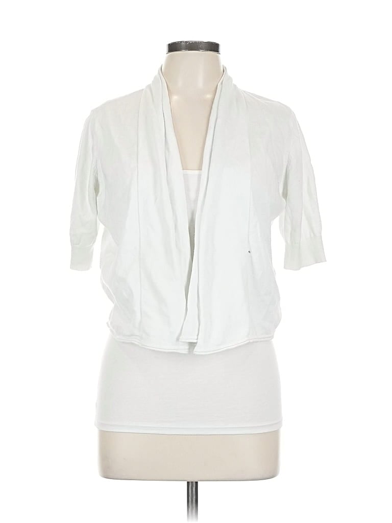 Pre-owned Laura Scott Cardigan Sweater In White