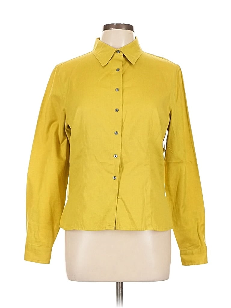 Pre-owned Ann Taylor Loft Long Sleeve Button Down Shirt In Yellow