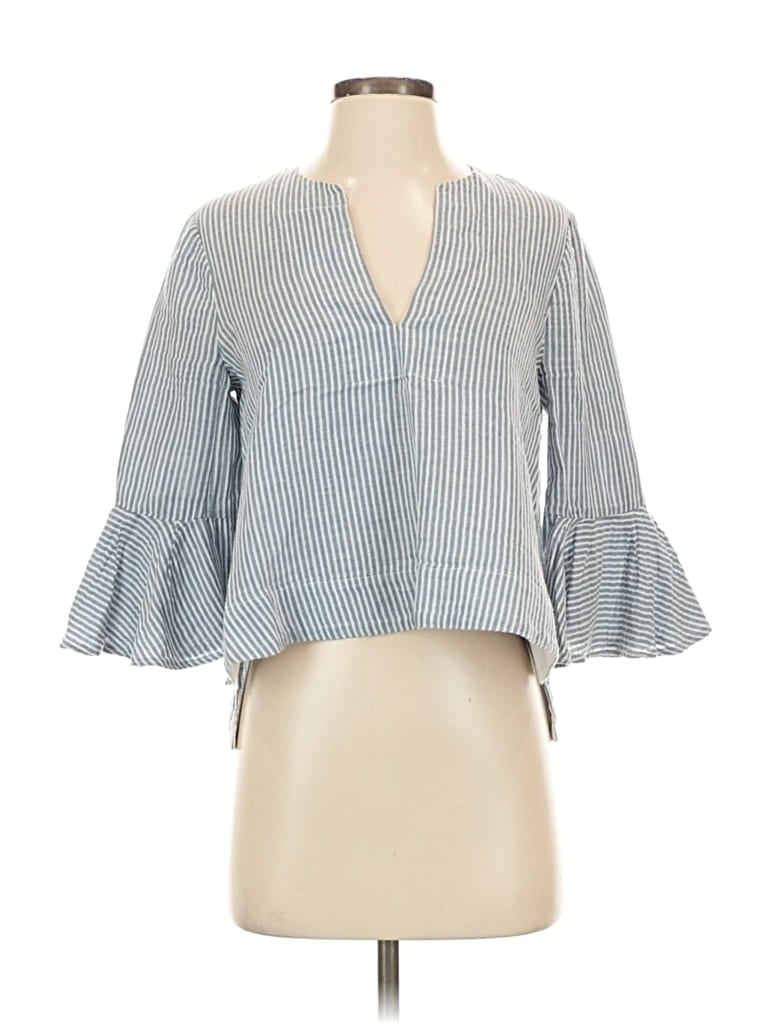Pre-owned Bcbgmaxazria 3/4 Sleeve Blouse In Blue