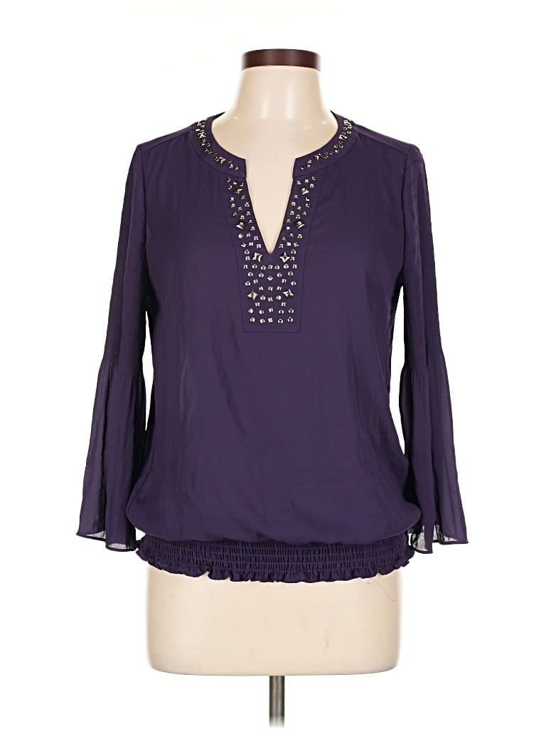 Click to view more detailed imagery on our partner's website Pre-owned Alfani 3/4 Sleeve Blouse In Purple