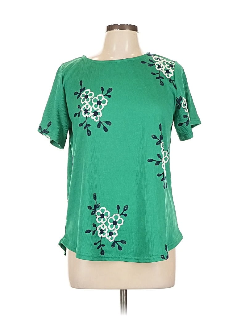 Pre-owned Assorted Brands Short Sleeve Blouse In Green