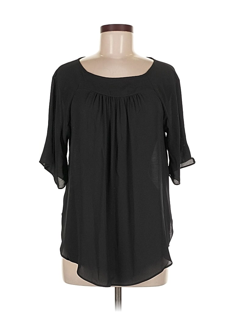 Pre-owned Ann Taylor Loft Short Sleeve Blouse In Black