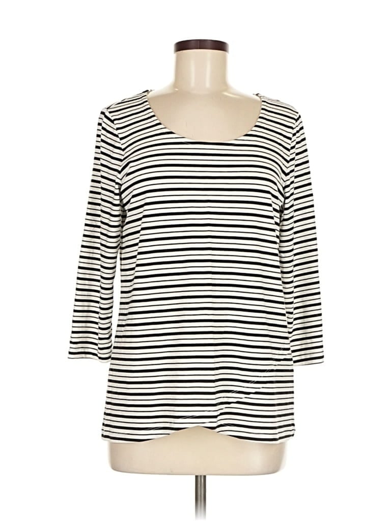 Pre-owned Christopher & Banks 3/4 Sleeve T-shirt In White