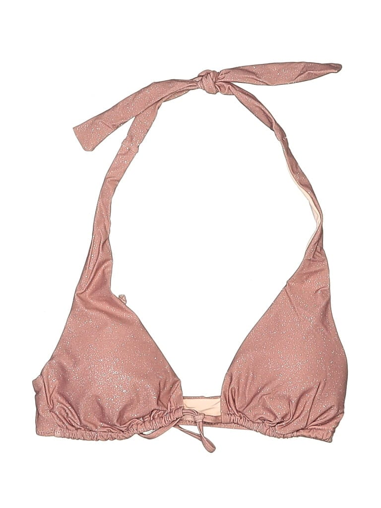 UNBRANDED Pre-owned Swimsuit Top Tan Metallic Pattern Swimwear In Brown