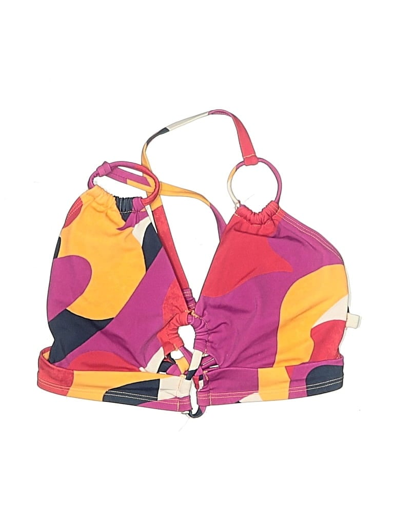 Click to view more detailed imagery on our partner's website Pre-owned Adore Me Swimsuit Top Purple Color Block Pattern Swimwear