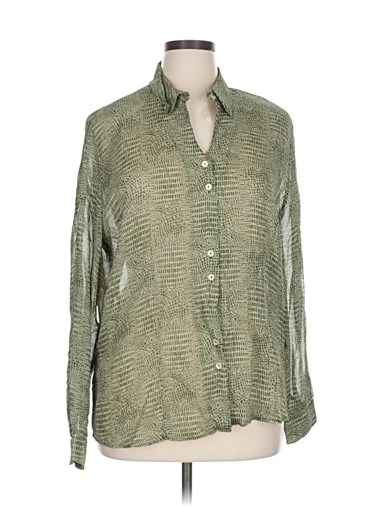 Pre-owned Gerry Weber Long Sleeve Blouse In Green