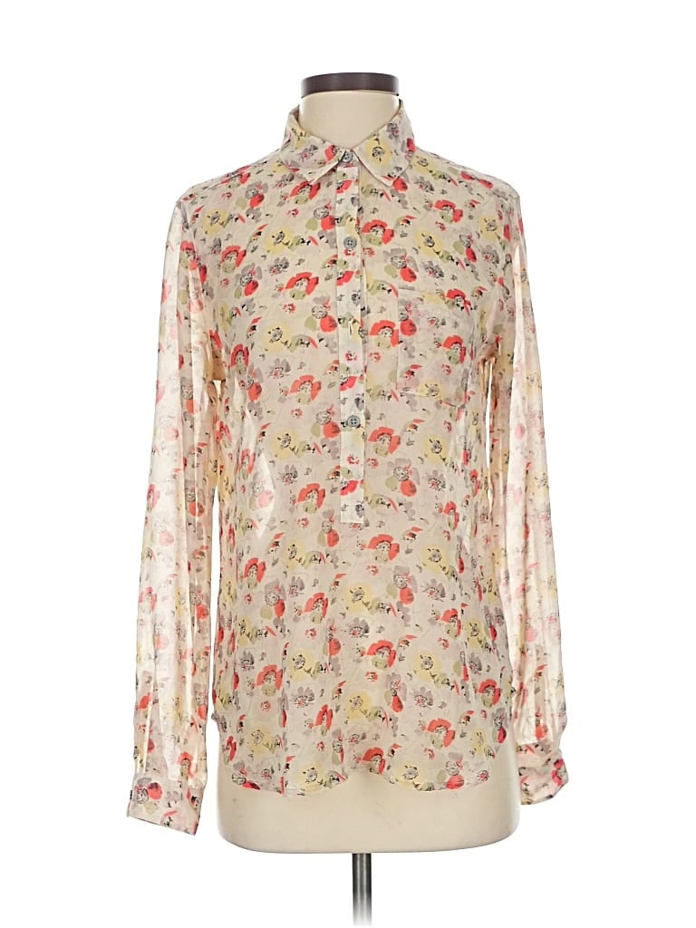 Pre-owned Ann Taylor Loft Long Sleeve Blouse In White