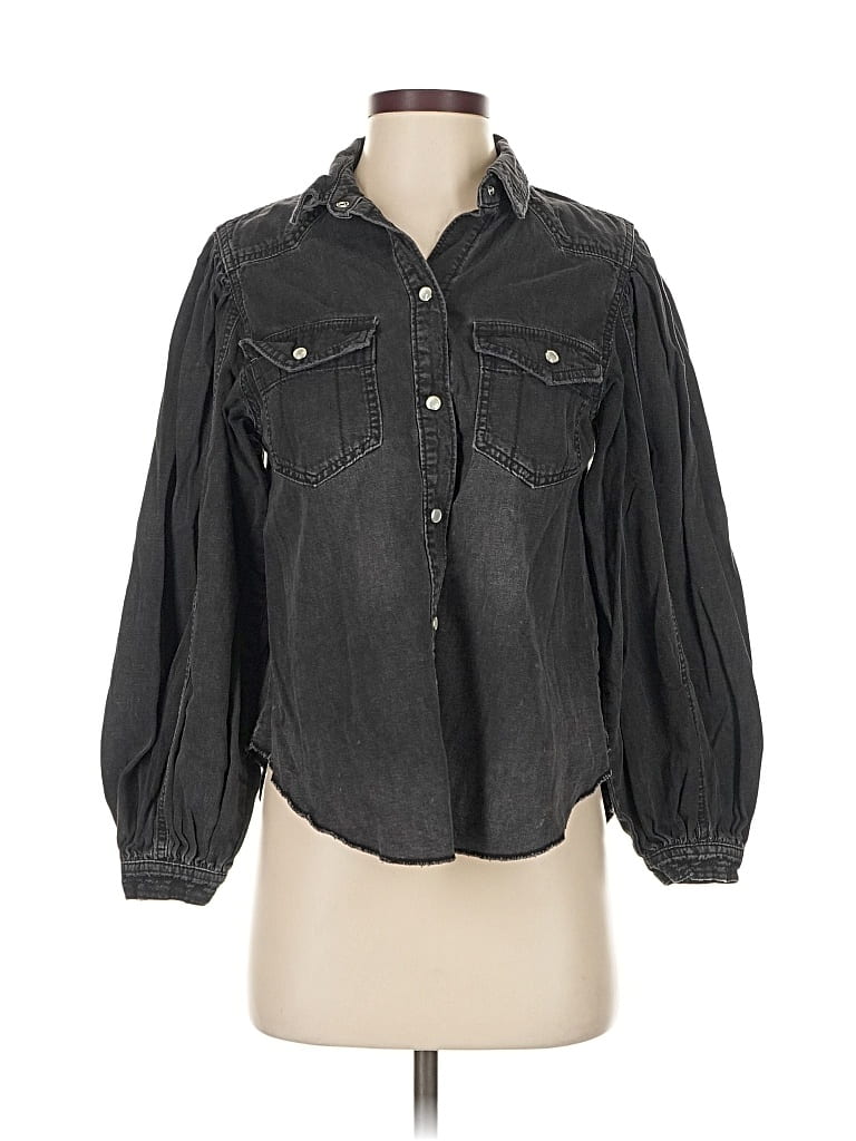 Pre-owned We The Free Long Sleeve Button Down Shirt In Gray