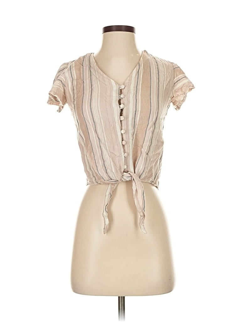 Pre-owned Sim & Sam Short Sleeve Blouse In Brown