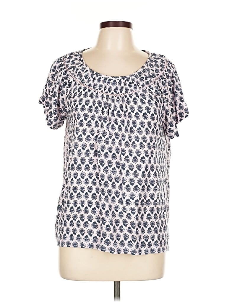 Pre-owned Ann Taylor Loft Short Sleeve Blouse In Blue