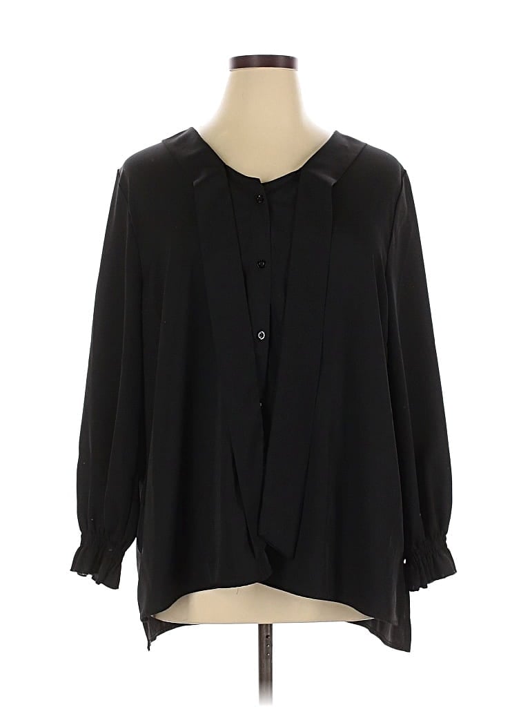 Pre-owned Assorted Brands Long Sleeve Blouse In Black